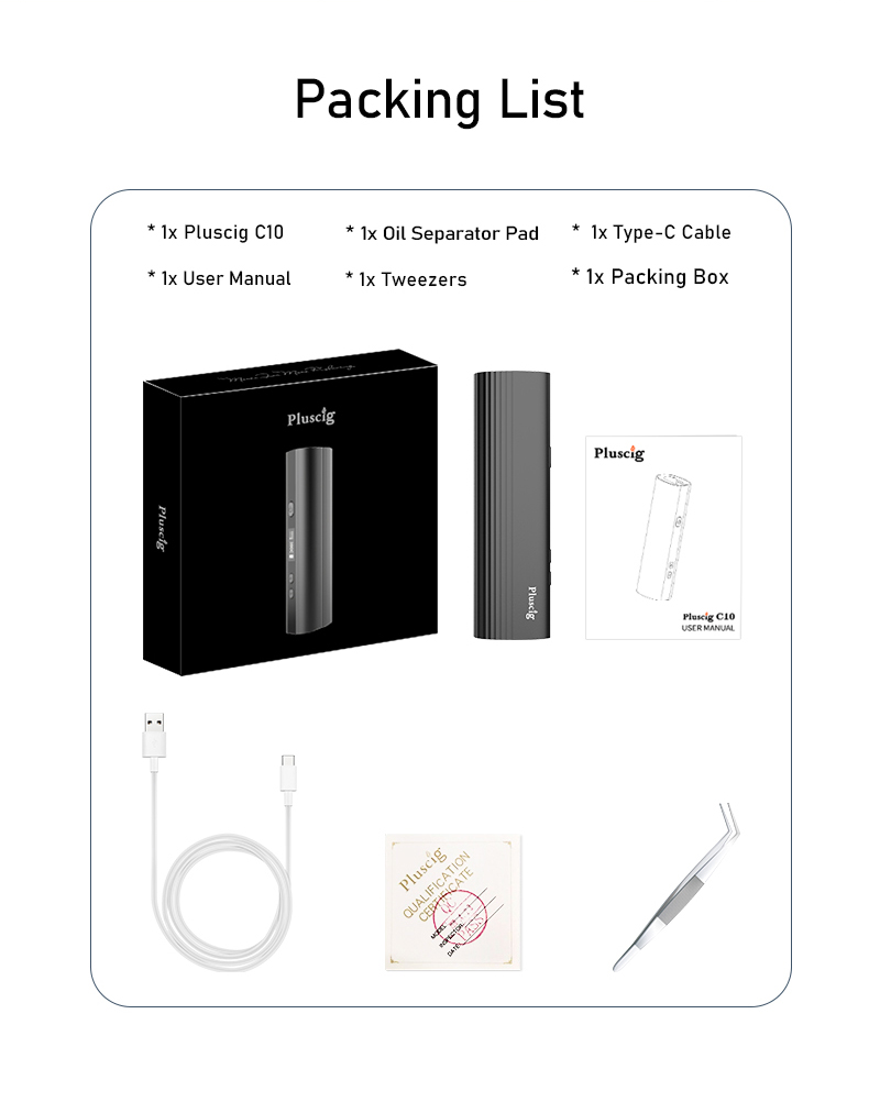 Pluscig C10 Packing List