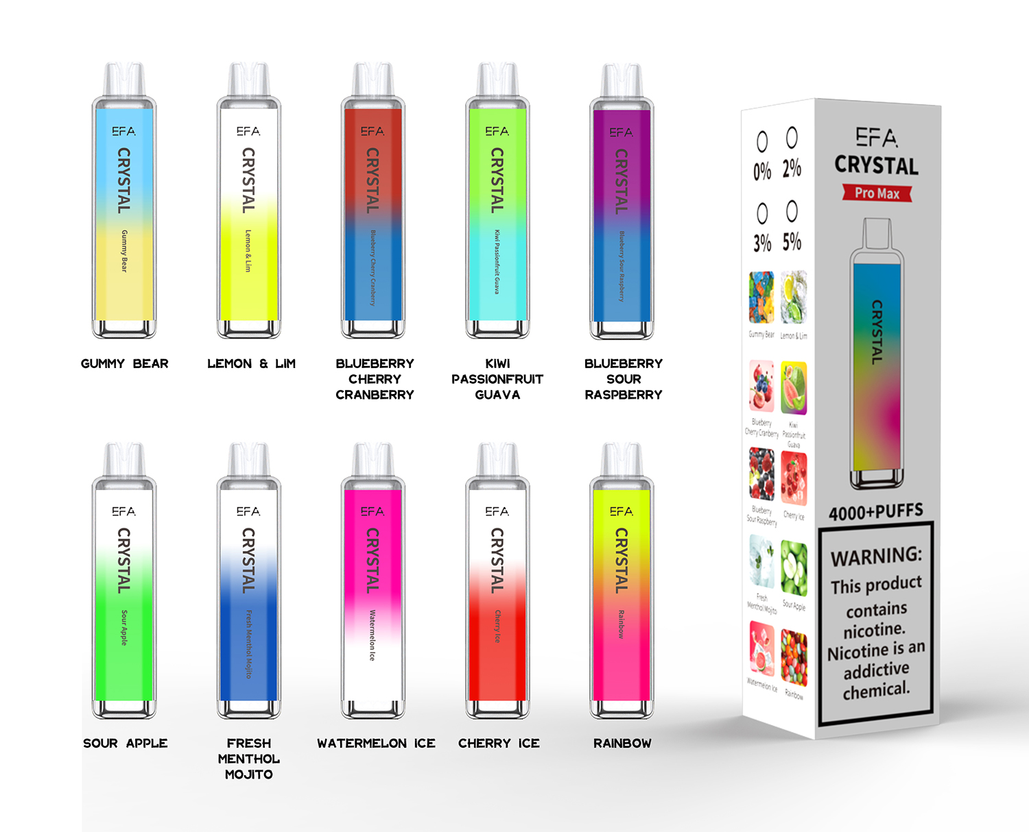 Efa Crystal Pro 4000 Vape Flavos Desechables