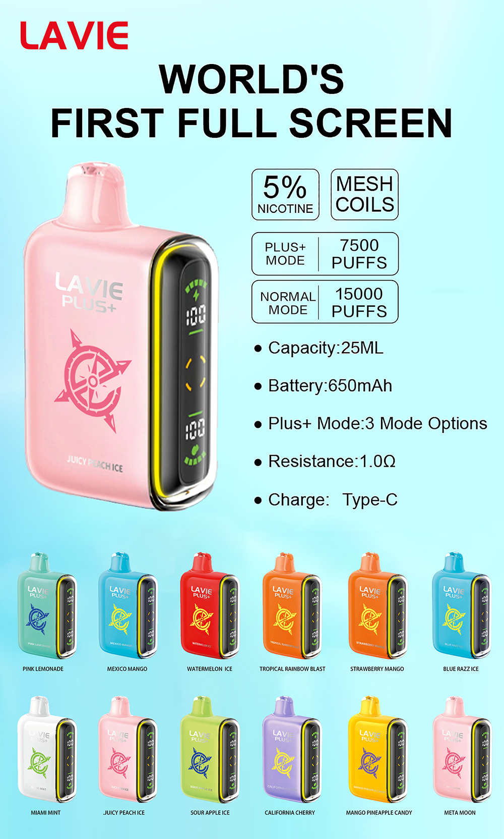 Lavie Plus 15000 Disposable Vape Specification